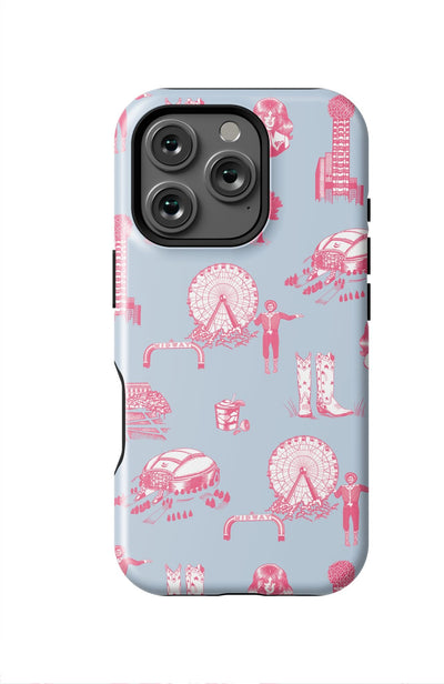 Dallas Toile iPhone Case Phone Case Blue Pink / iPhone 16 Pro / MagSafe Tough Katie Kime