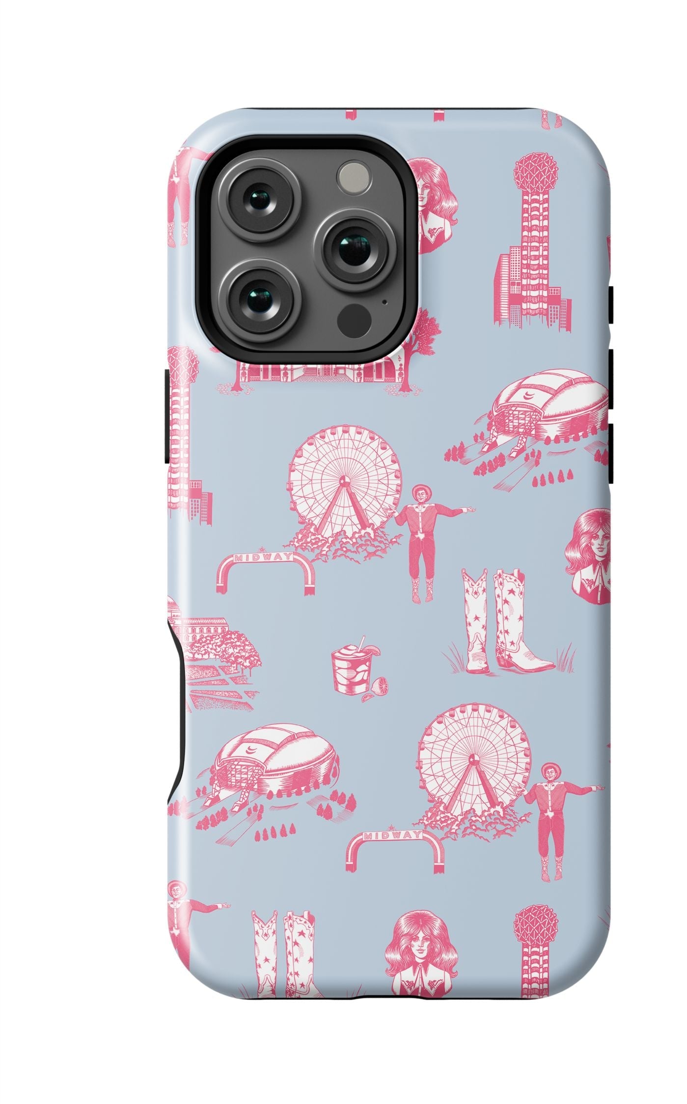 Dallas Toile iPhone Case Phone Case Blue Pink / iPhone 16 Pro Max / MagSafe Tough Katie Kime