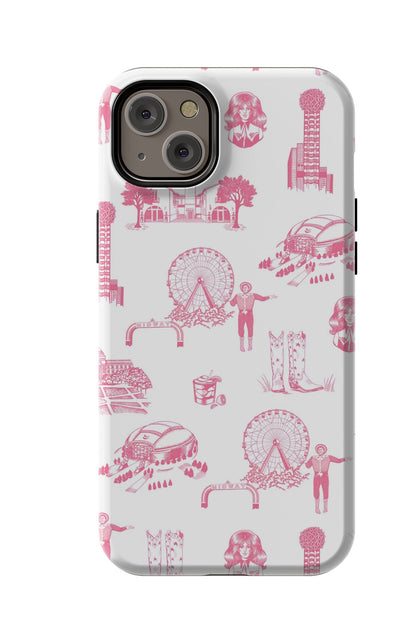 Dallas Toile iPhone Case Phone Case Pink / iPhone 14 Plus / MagSafe Tough Katie Kime