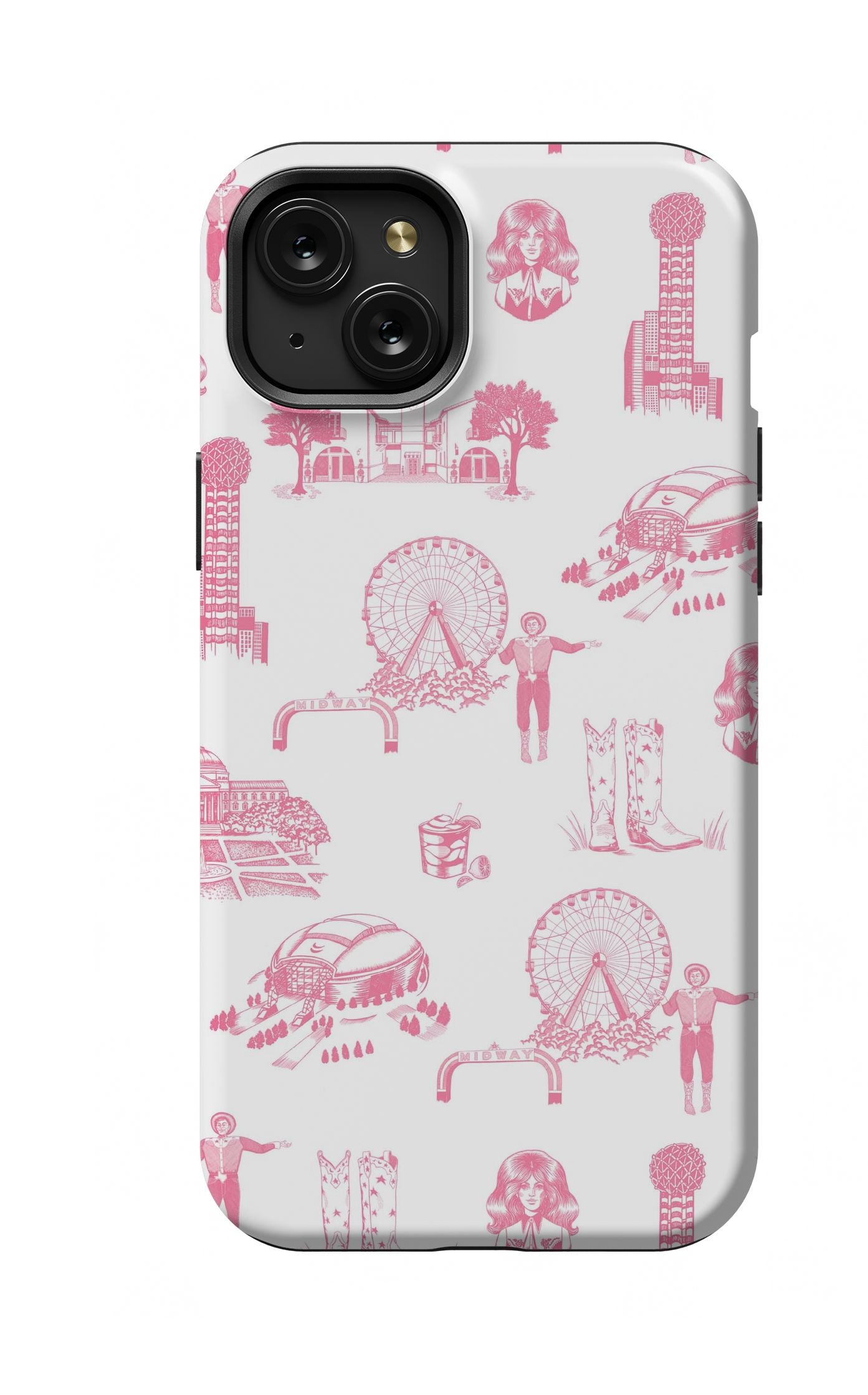 Dallas Toile iPhone Case Phone Case Pink / iPhone 15 Plus / MagSafe Tough Katie Kime