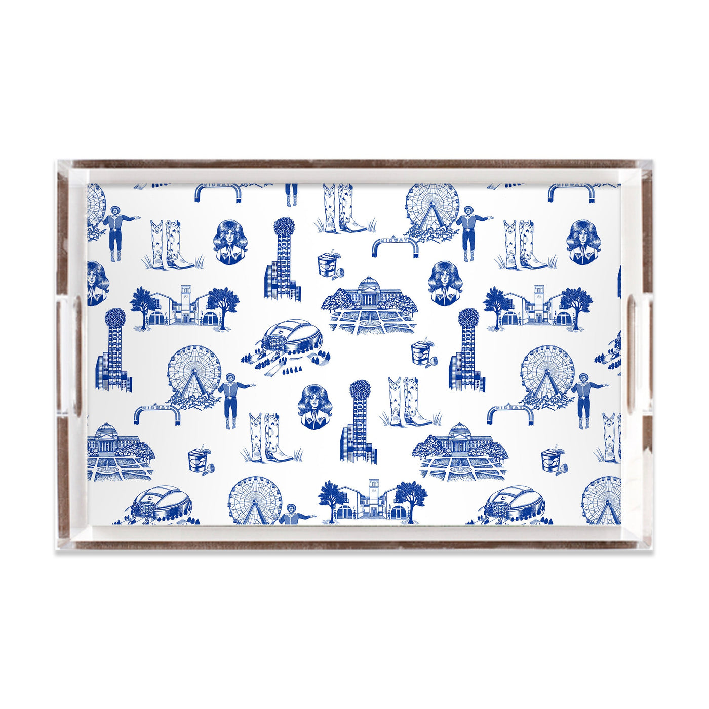 Dallas Toile Lucite Tray Lucite Trays Cowboy Blue / 11x17 Katie Kime