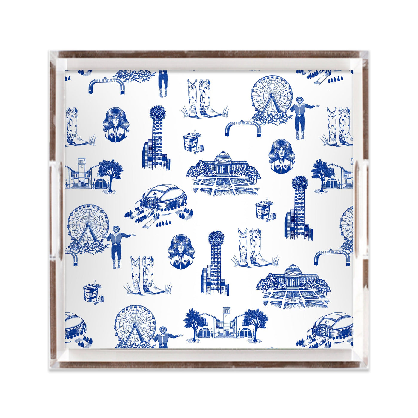 Dallas Toile Lucite Tray Lucite Trays Cowboy Blue / 12x12 Katie Kime