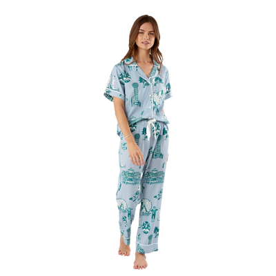Dallas Toile Pajama Set Pajama Set Blue / XS / Pants Katie Kime