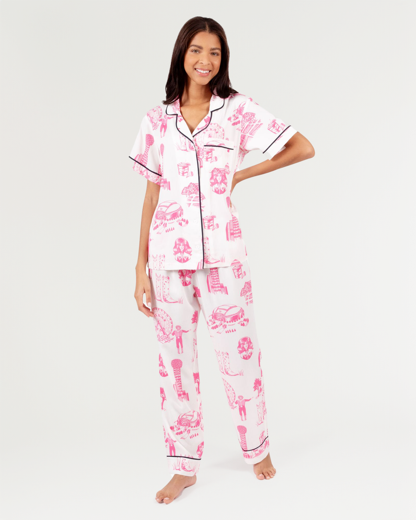 Dallas Toile Pajama Set Pajama Set Pants / Pink / XXS Katie Kime