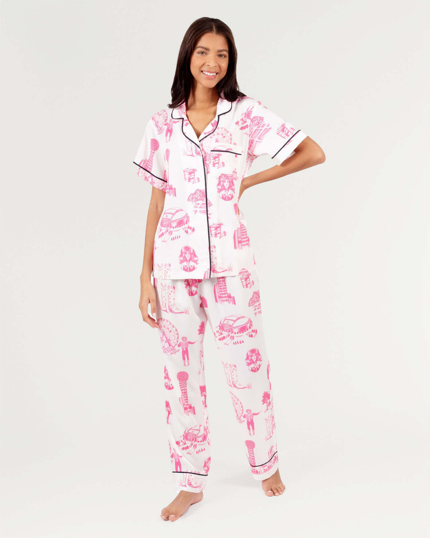 Dallas Toile Pajama Set Pajama Set Pink / XXS / Pants Katie Kime