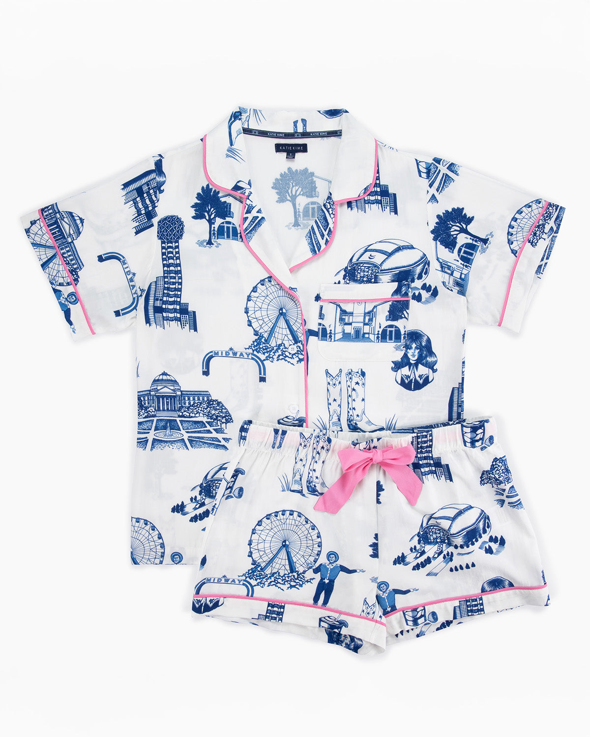 Dallas Toile Pajama Shorts Set Pajama Set Katie Kime