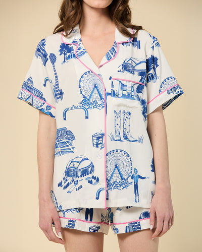 Dallas Toile Pajama Shorts Set Pajama Set Katie Kime