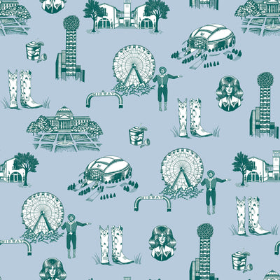 Dallas Toile Peel & Stick Wallpaper Peel & Stick Wallpaper Blue Pine / 24"x 48" Katie Kime