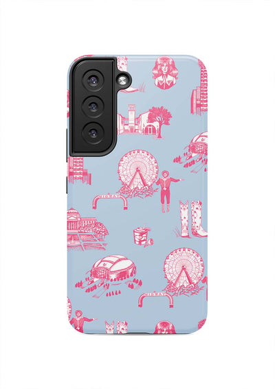 Dallas Toile Samsung Phone Case Phone Case Blue Pink / Galaxy S22 / Tough Katie Kime