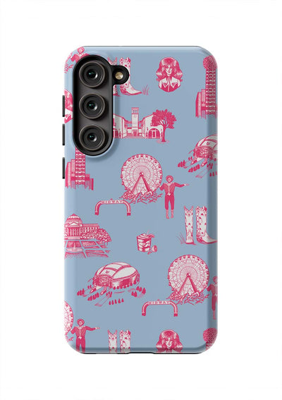 Dallas Toile Samsung Phone Case Phone Case Blue Pink / Galaxy S23 Plus / Tough Katie Kime