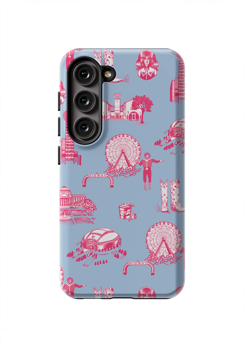 Dallas Toile Samsung Phone Case Phone Case Blue Pink / Galaxy S23 / Tough Katie Kime