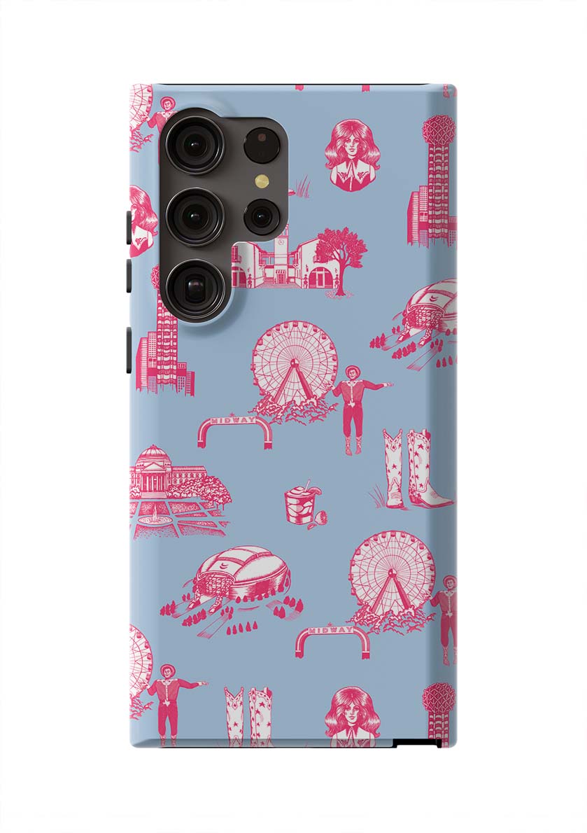 Dallas Toile Samsung Phone Case Phone Case Blue Pink / Galaxy S23 Ultra / Tough Katie Kime