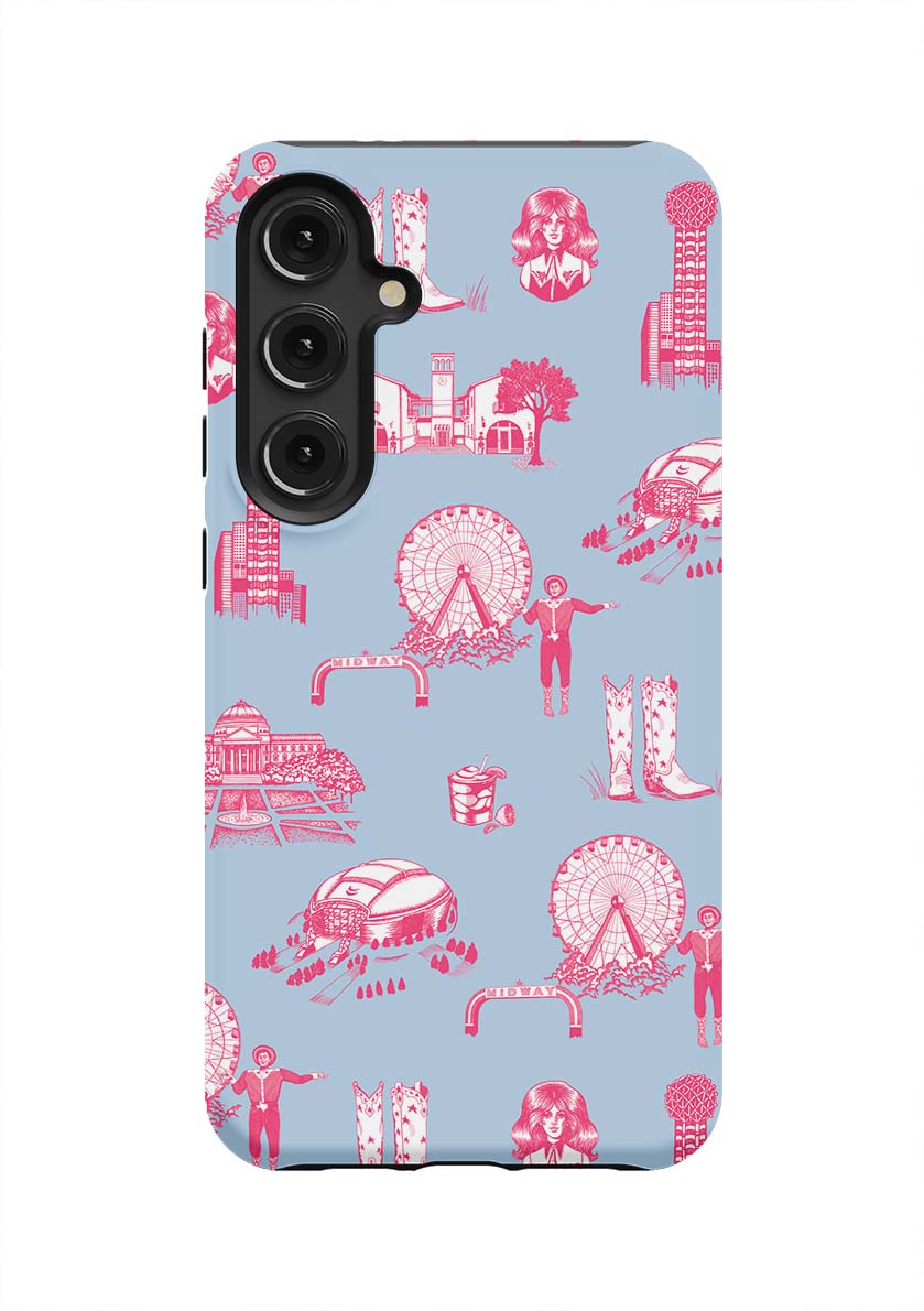 Dallas Toile Samsung Phone Case Phone Case Blue Pink / Galaxy S24 Plus / Tough Katie Kime