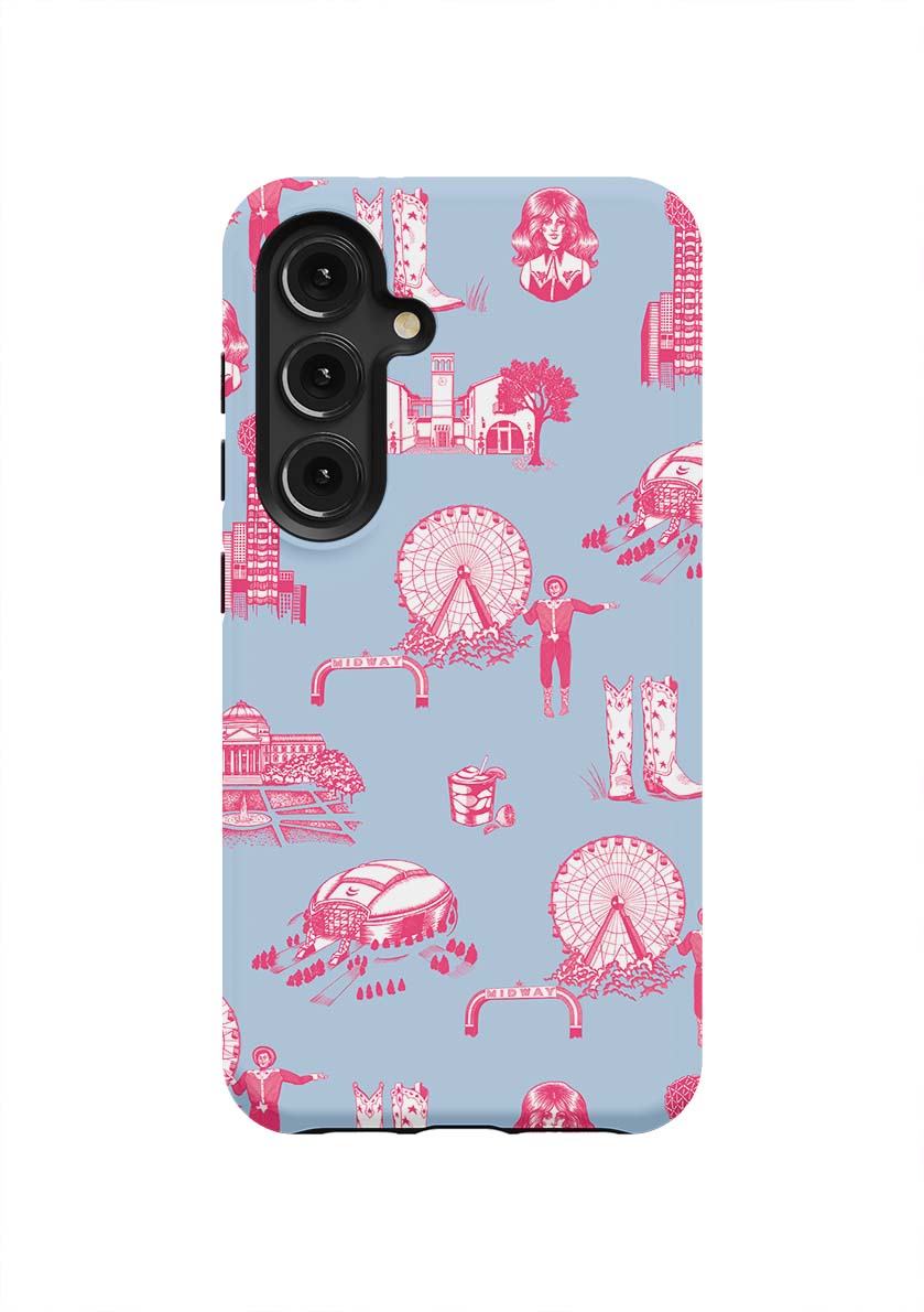 Dallas Toile Samsung Phone Case Phone Case Blue Pink / Galaxy S24 / Tough Katie Kime