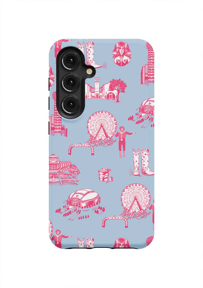 Dallas Toile Samsung Phone Case Phone Case Blue Pink / Galaxy S24 / Tough Katie Kime