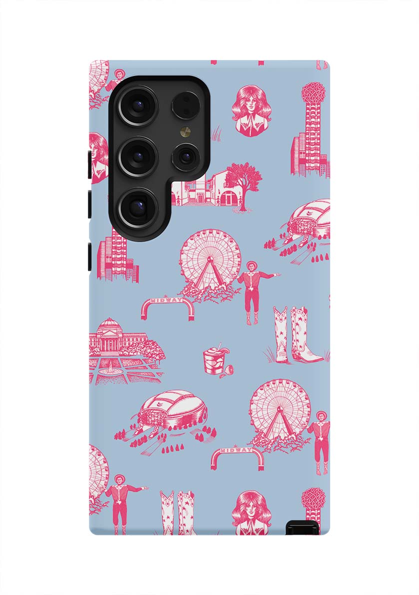 Dallas Toile Samsung Phone Case Phone Case Blue Pink / Galaxy S24 Ultra / Tough Katie Kime