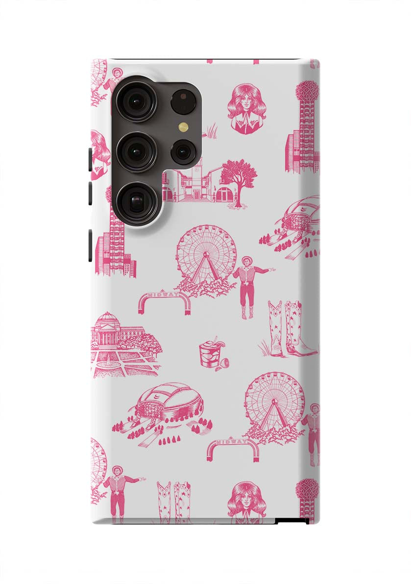 Dallas Toile Samsung Phone Case Phone Case Pink / Galaxy S23 Ultra / Tough Katie Kime