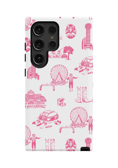 Dallas Toile Samsung Phone Case Phone Case Galaxy S24 Ultra / Tough / Pink Katie Kime