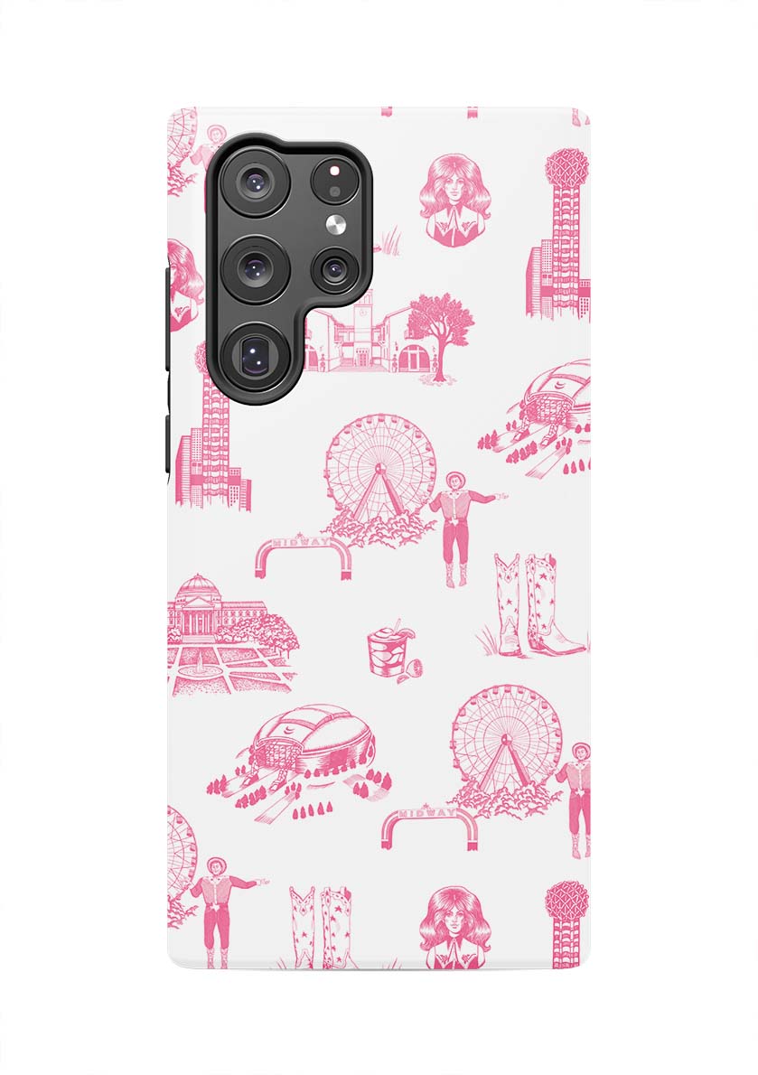 Dallas Toile Samsung Phone Case Phone Case Pink / Galaxy S22 Ultra / Tough Katie Kime