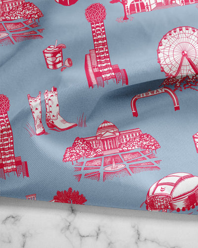 Dallas Toile Tea Towel Set Tea Towel Pink Blue Katie Kime