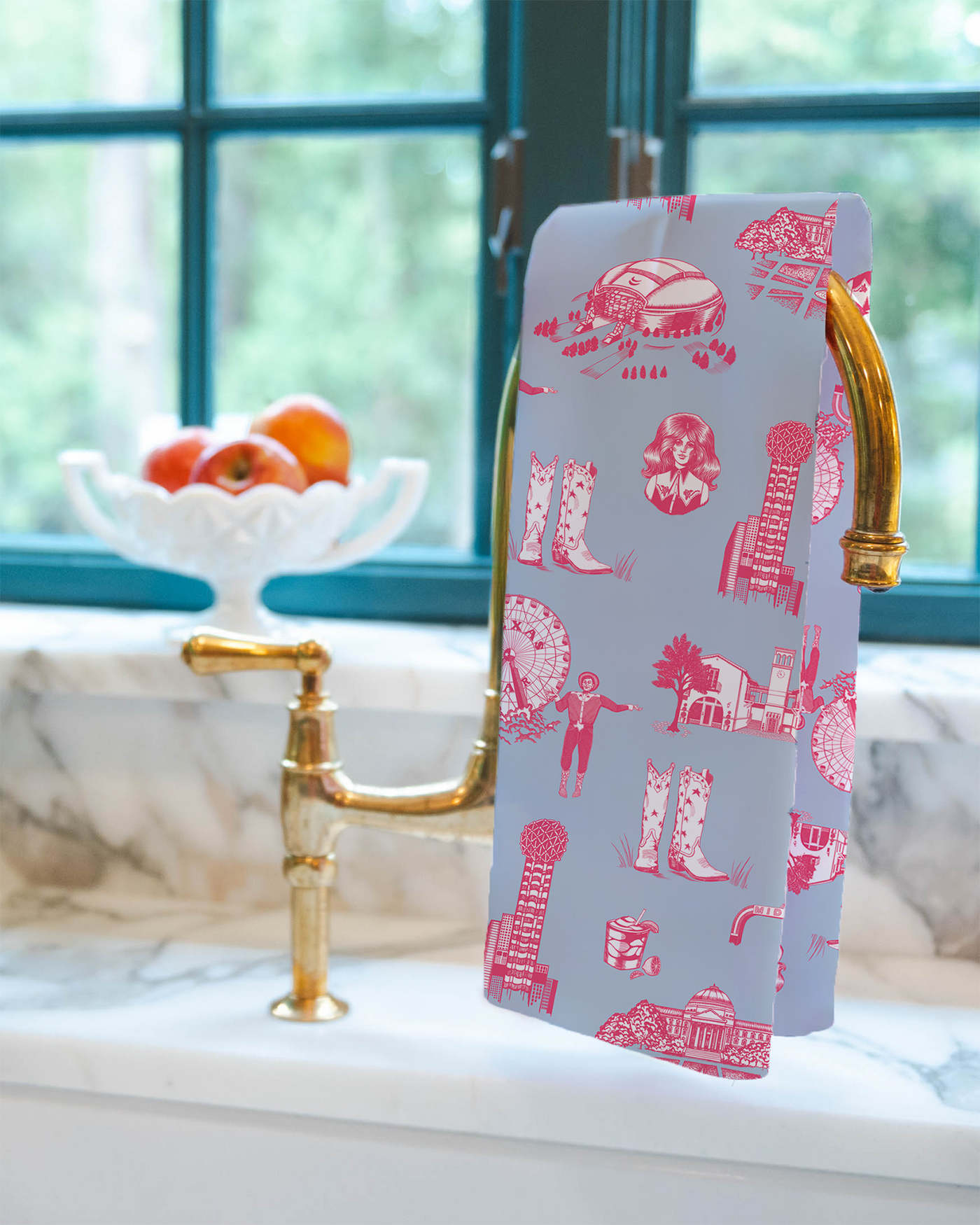 Tea Towel Pink Blue Dallas Toile Tea Towel Set Katie Kime