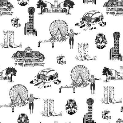 Dallas Toile Traditional Wallpaper Wallpaper Black / Double Roll Katie Kime