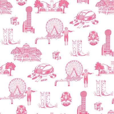 Dallas Toile Traditional Wallpaper Wallpaper Pink / Double Roll Katie Kime