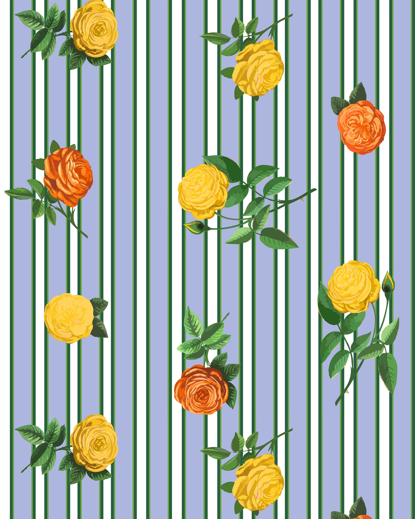 Derby Rose Peel & Stick Wallpaper Peel & Stick Wallpaper Blue / 24" x 144" Katie Kime