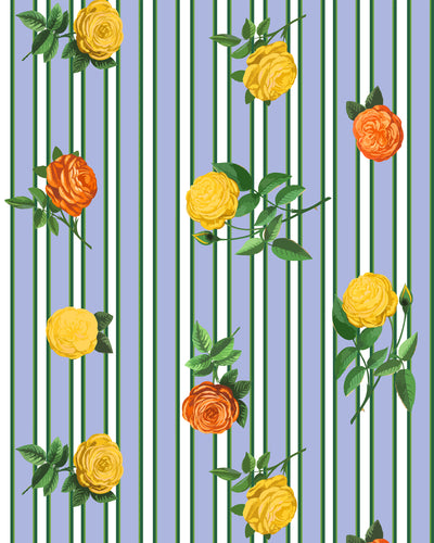 Derby Rose Peel & Stick Wallpaper Peel & Stick Wallpaper Blue / 24" x 144" Katie Kime