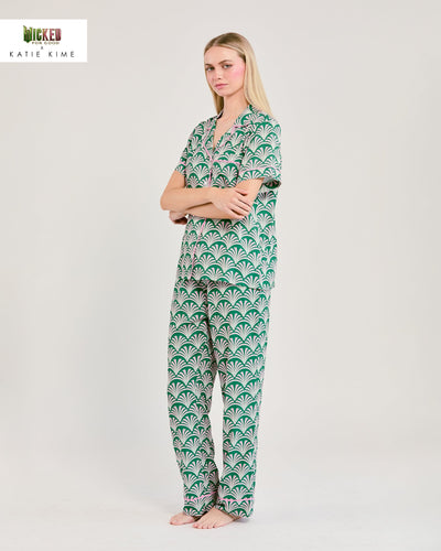 Emerald Deco Pajama Pants Set Pajama Set Katie Kime