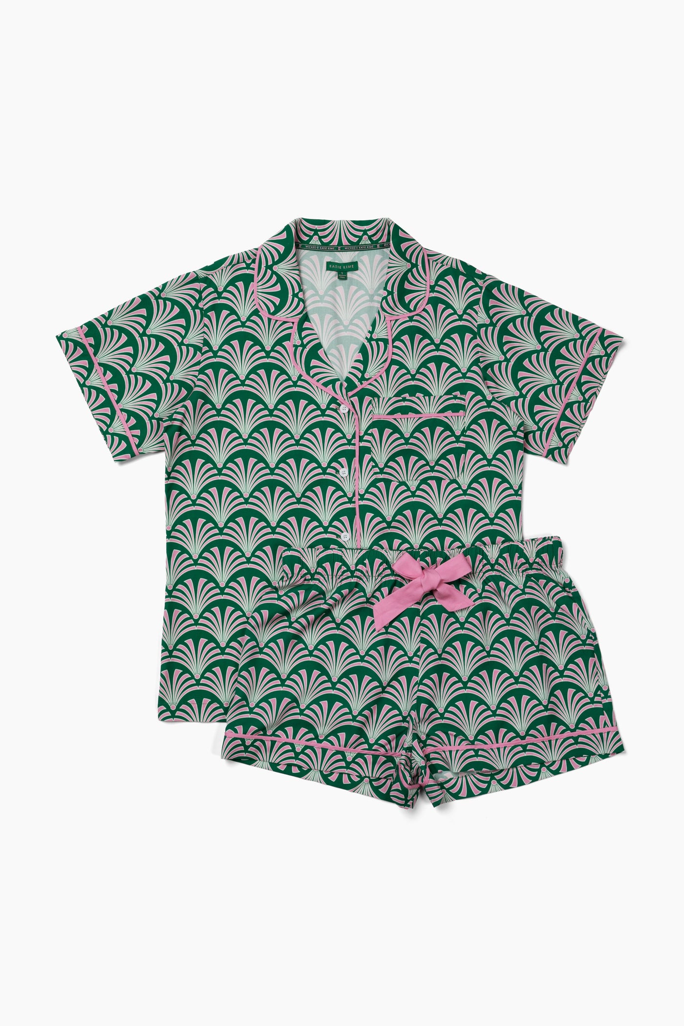 Emerald Deco Pajama Shorts Set Pajama Set Katie Kime