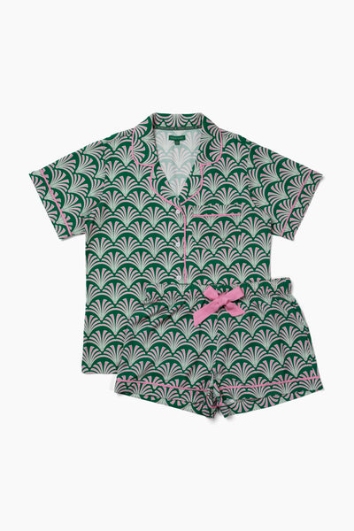 Emerald Deco Pajama Shorts Set Pajama Set Katie Kime