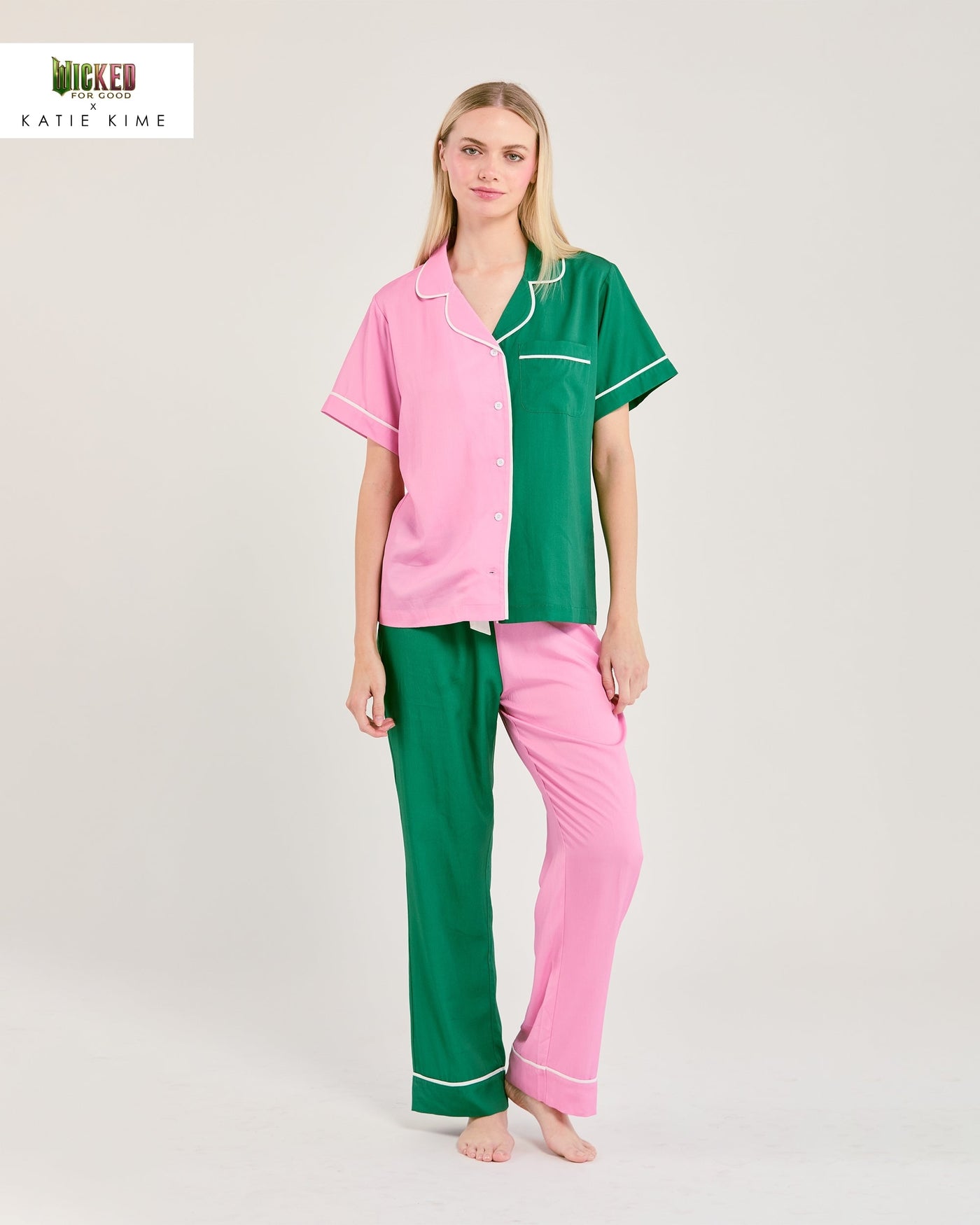 Enchanted Colorblock Pajama Pants Set Pajama Set Pink Green / XS Katie Kime