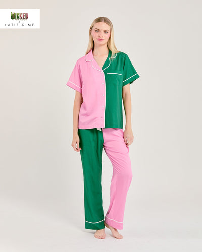 Enchanted Colorblock Pajama Pants Set Pajama Set Pink Green / XS Katie Kime