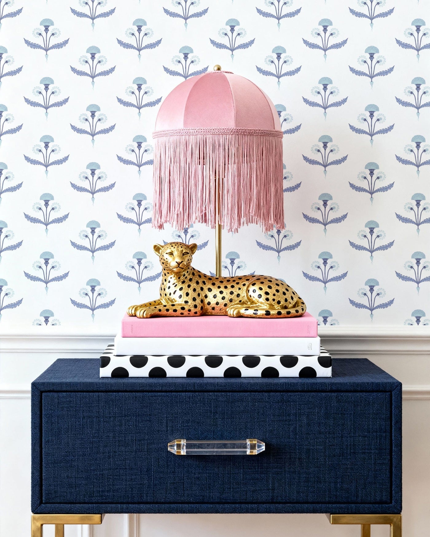 Fine and Dandy Traditional Wallpaper Wallpaper Blue / Large Sample Katie Kime