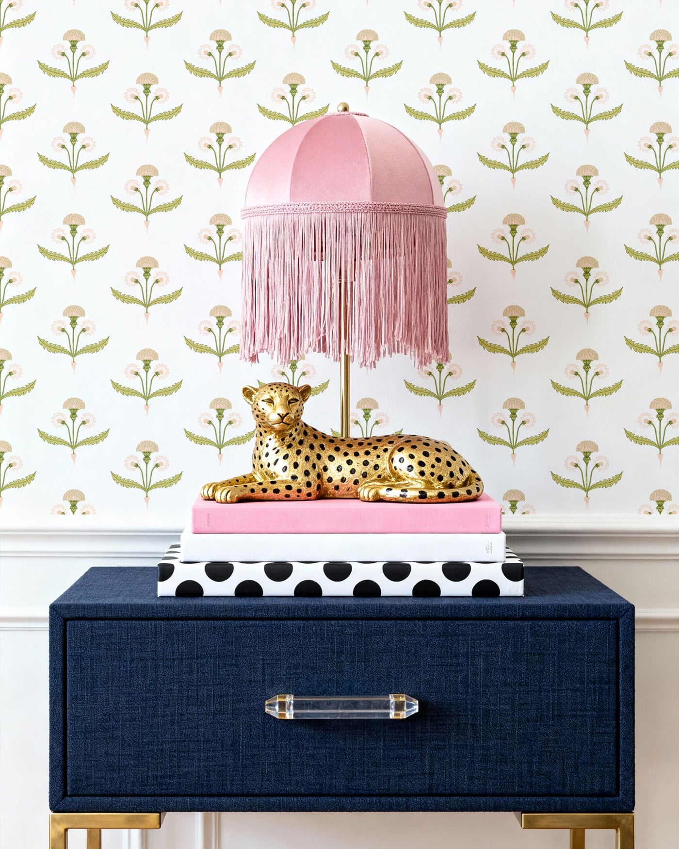 Fine and Dandy Traditional Wallpaper Wallpaper Peach / Large Sample Katie Kime