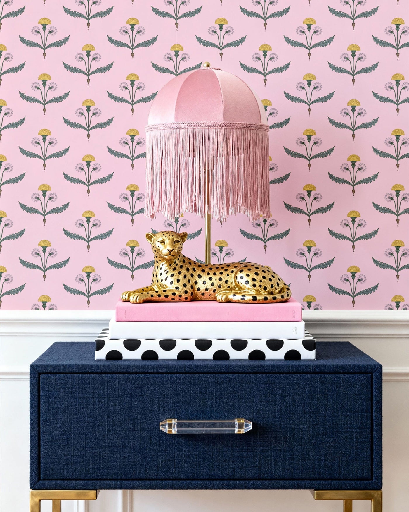 Fine and Dandy Traditional Wallpaper Wallpaper Pink / Small Sample Katie Kime