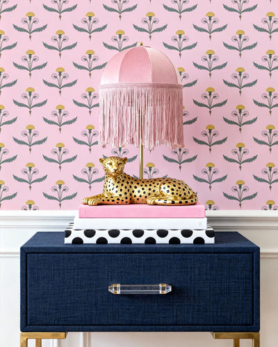 Fine and Dandy Traditional Wallpaper Wallpaper Pink / Small Sample Katie Kime