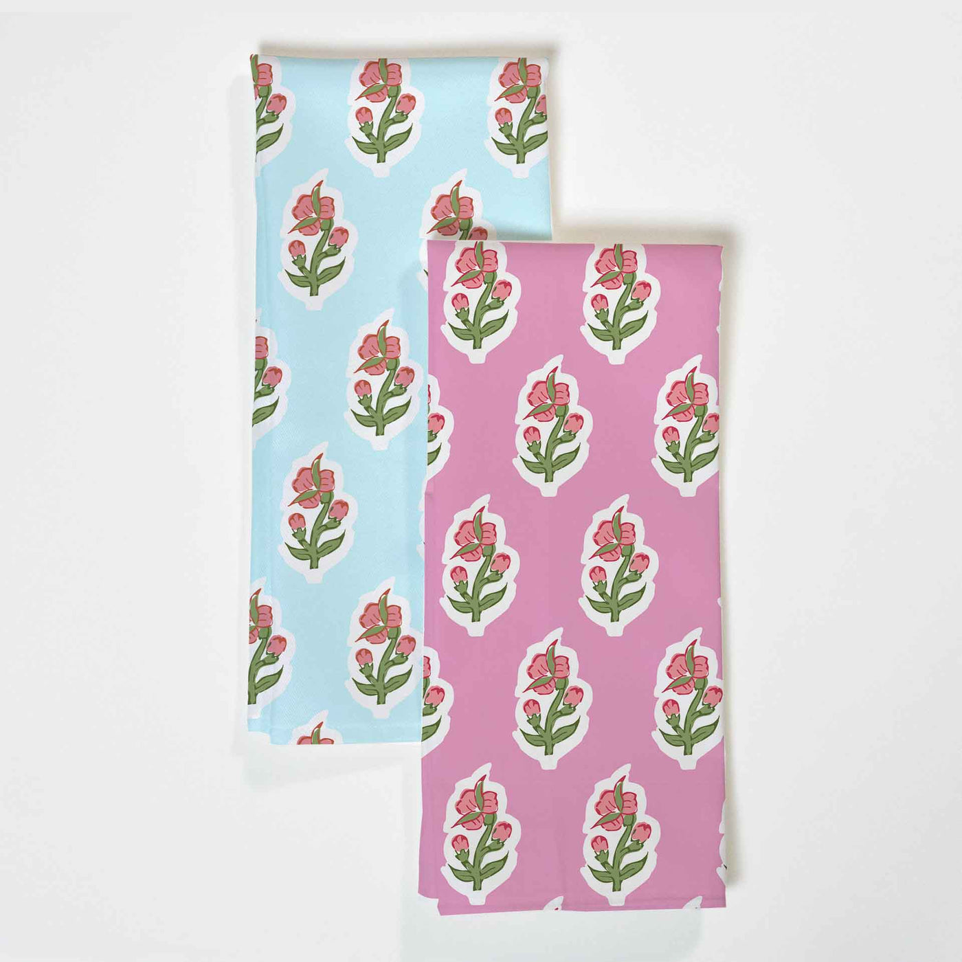 Floret Tea Towel Set Tea Towel Blue Pink Katie Kime