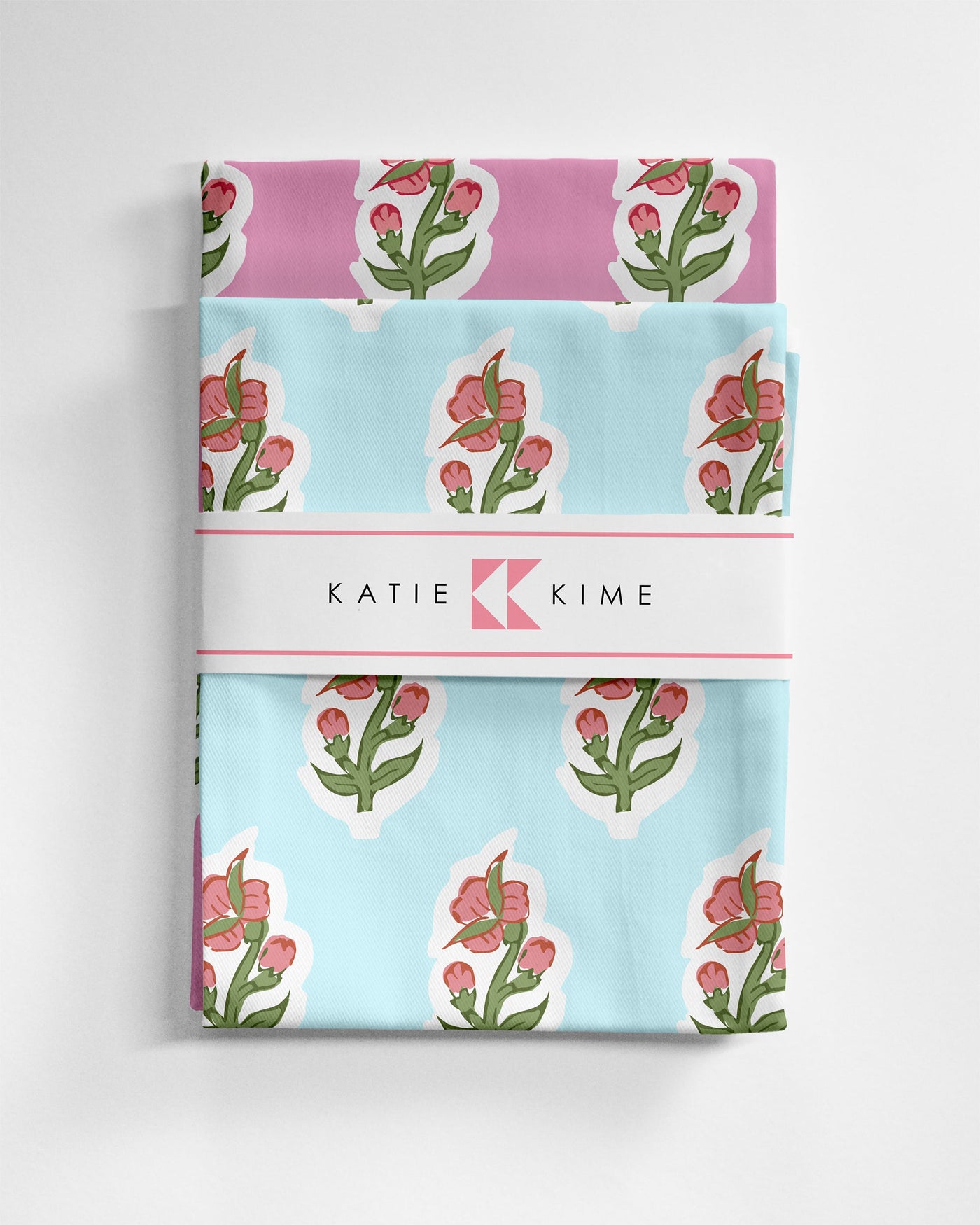 Floret Tea Towel Set Tea Towel Blue Pink Katie Kime