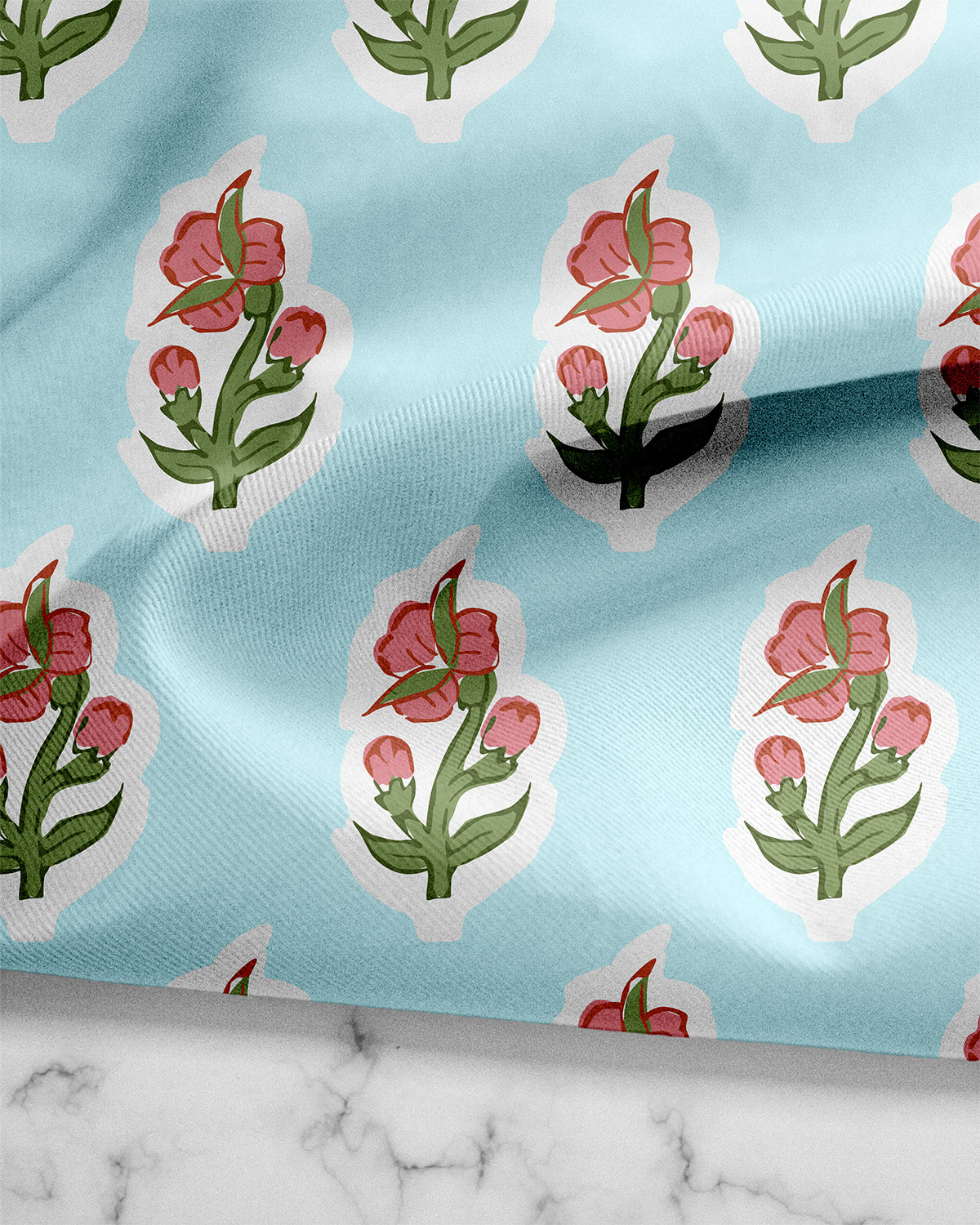 Floret Tea Towel Set Tea Towel Blue Pink Katie Kime