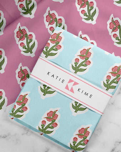 Floret Tea Towel Set Tea Towel Blue Pink Katie Kime