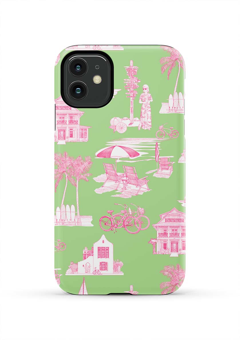 Florida Toile iPhone Case Phone Case Green Pink / iPhone 11 / Tough Katie Kime