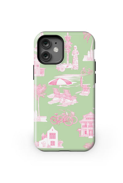 Florida Toile iPhone Case Phone Case Green Pink / iPhone 12 Mini / MagSafe Tough Katie Kime