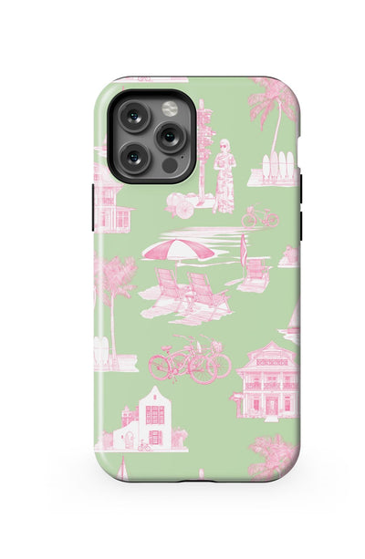 Florida Toile iPhone Case Phone Case Green Pink / iPhone 12 Pro / MagSafe Tough Katie Kime