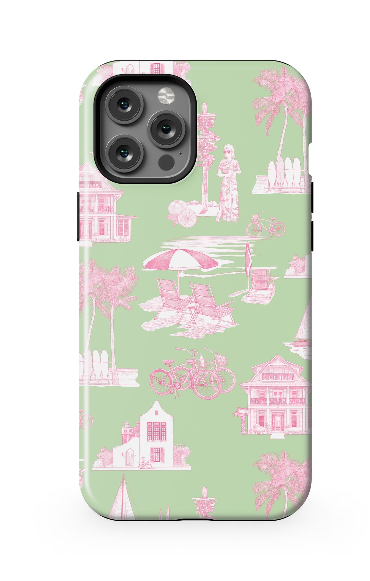 Florida Toile iPhone Case Phone Case Green Pink / iPhone 12 Pro Max / MagSafe Tough Katie Kime