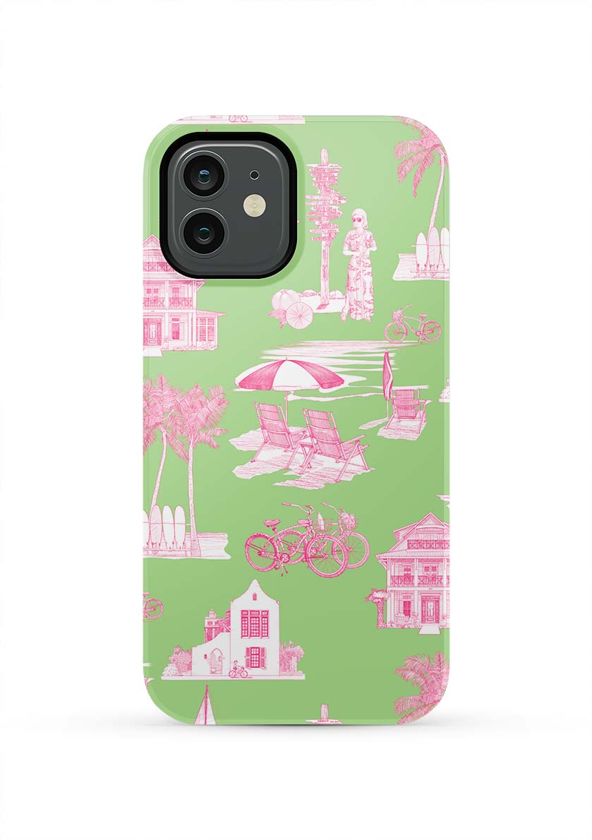 Florida Toile iPhone Case Phone Case Green Pink / iPhone 12 / Tough Katie Kime