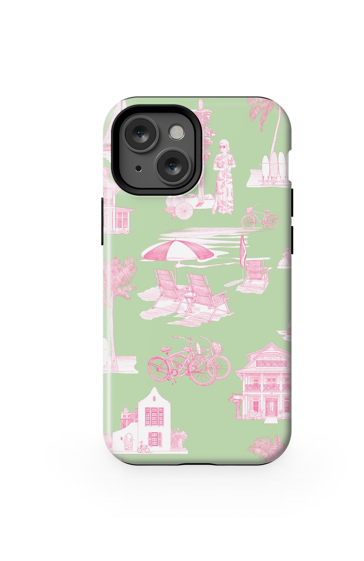 Florida Toile iPhone Case Phone Case Green Pink / iPhone 13 Mini / MagSafe Tough Katie Kime