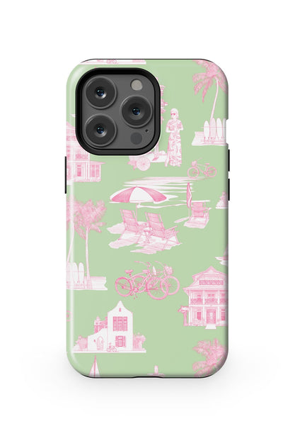 Florida Toile iPhone Case Phone Case Green Pink / iPhone 13 Pro / MagSafe Tough Katie Kime