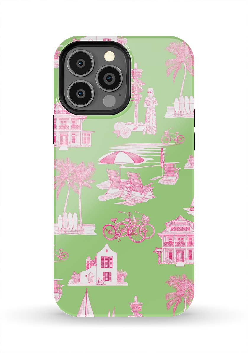 Florida Toile iPhone Case Phone Case Green Pink / iPhone 13 Pro Max / Tough Katie Kime